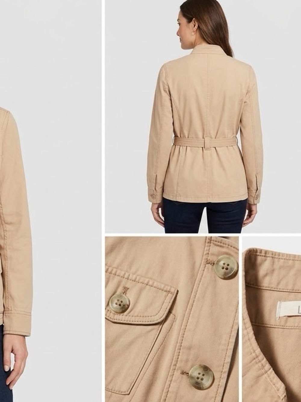LOFT Women's Khaki Utility Belted Jacket